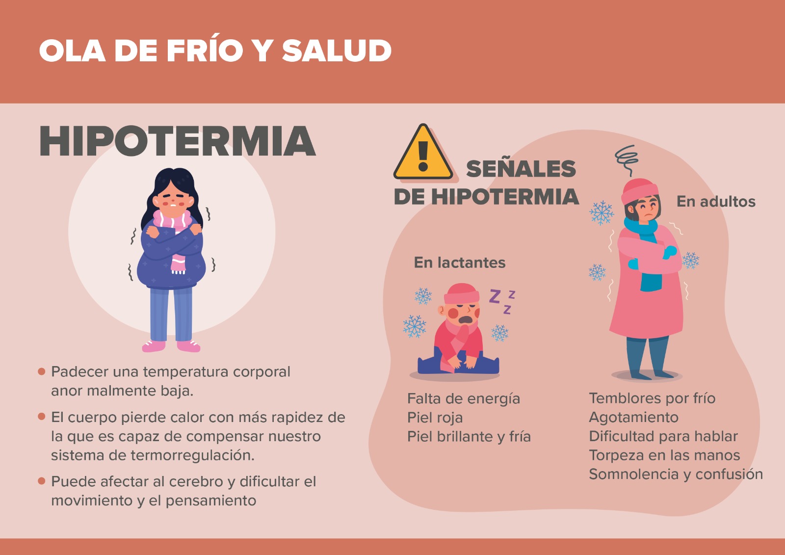 Recuerda en qué consiste la hipotermia, así como sus síntomas en lactantes y adultos.